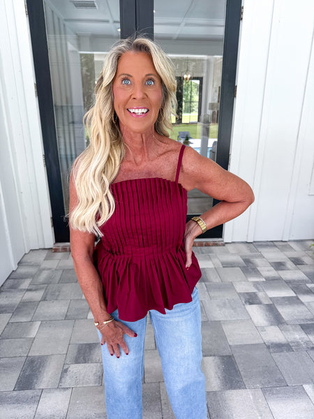 Garnet Pleated Tank