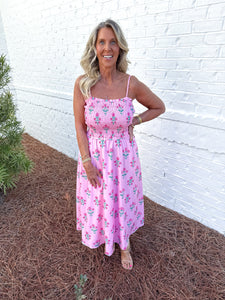 Pink Smocked Midi