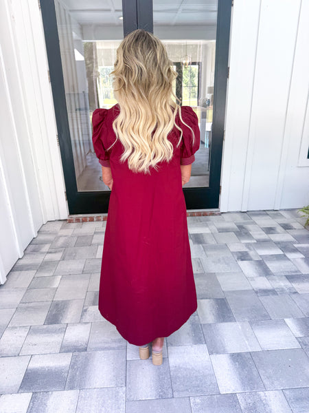Garnet Puff Sleeve Midi