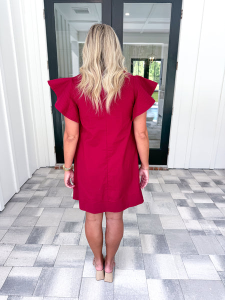 Garnet Flutter Sleeve Dress