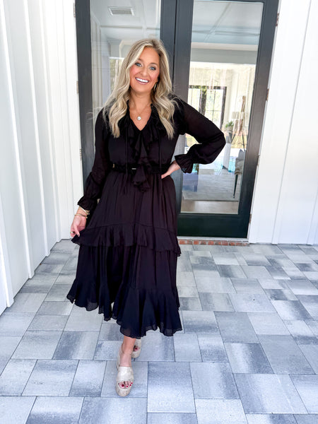 Belted Ruffle Midi