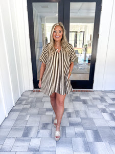 Brown Striped Dress