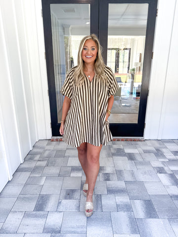 Brown Striped Dress