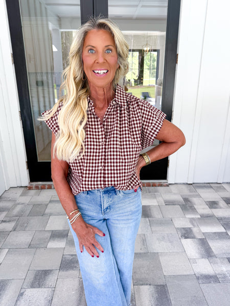 Garnet Checkered Top