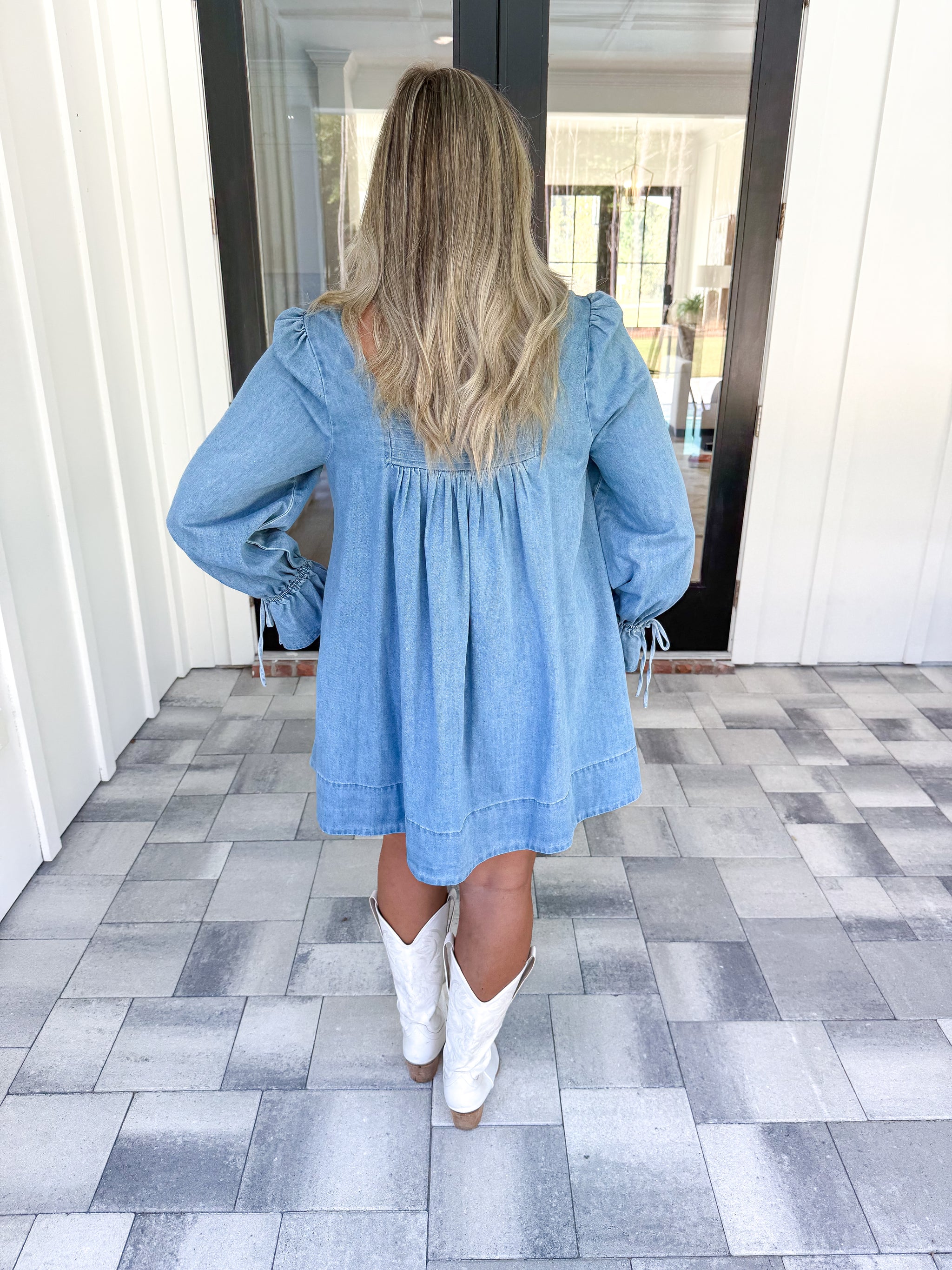 white christmas dresses Denim Babydoll Dress – Lobo's Boutique Tally