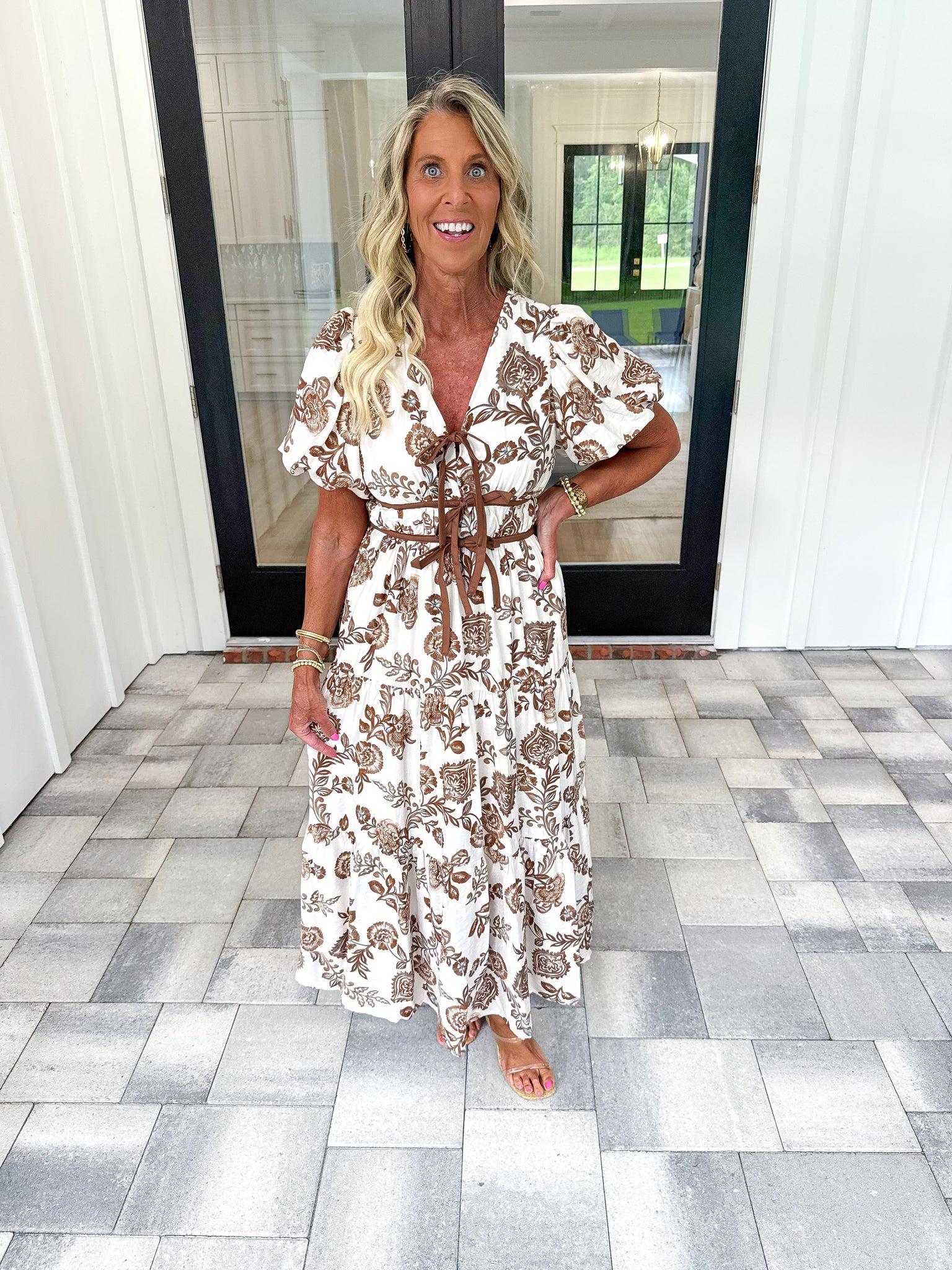 Brown Floral Midi