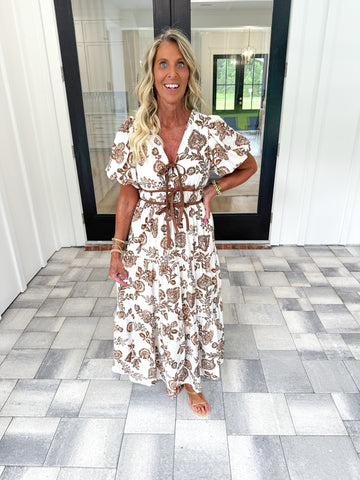 Brown Floral Midi