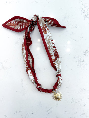 Garnet/Gold Scarf Necklace