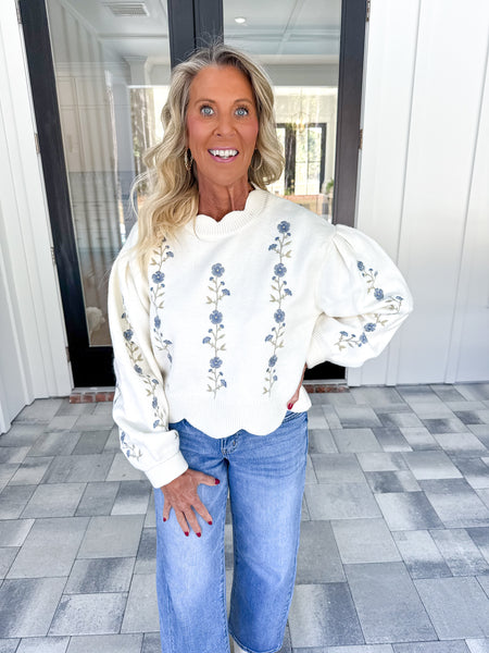 Scallop Detail Knit Top