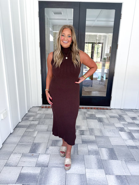 Mock Neck Knit Midi