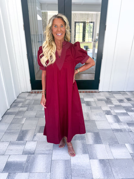 Garnet Puff Sleeve Midi