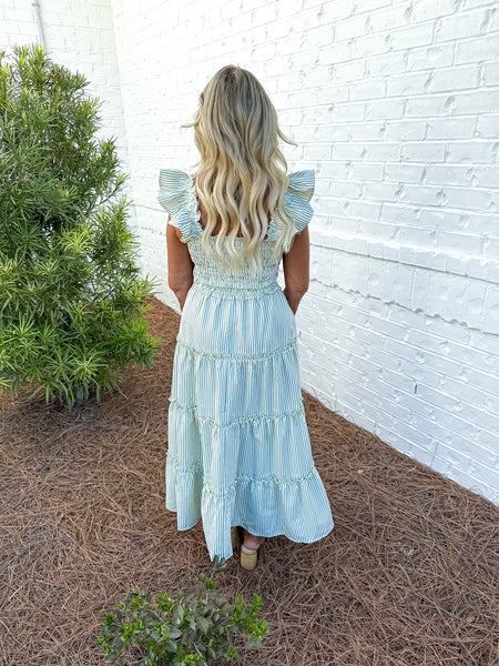 Green Striped Midi