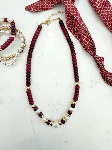 Garnet Pearl Necklace