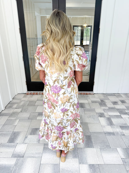 Floral Puff Sleeve Midi