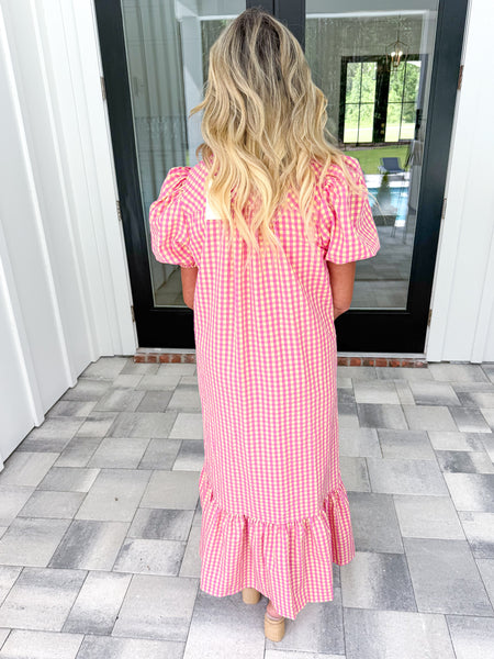 Pink Gingham Midi