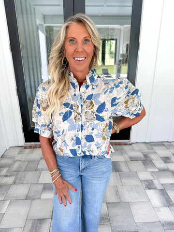 Blue Floral Top