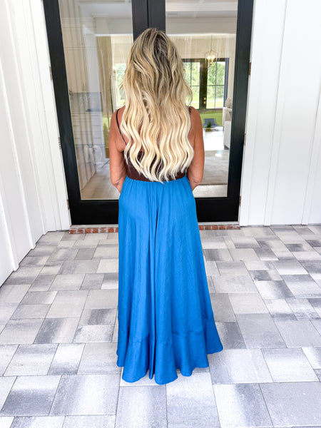 Brown/Blue Colorblock Maxi
