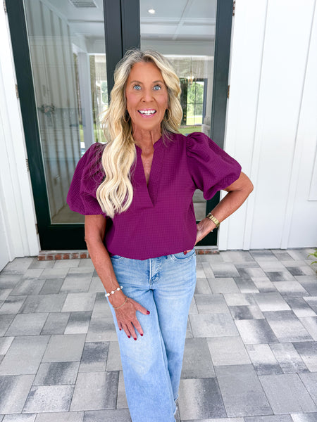 Magenta Puff Sleeve Top