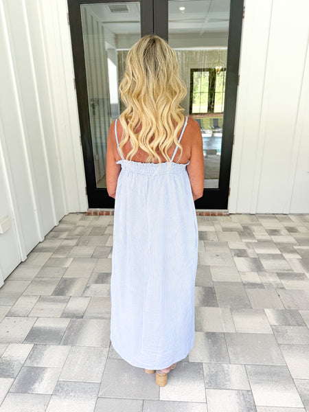 Blue Striped Midi