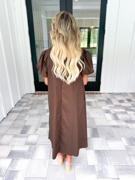 Brown Applique Midi