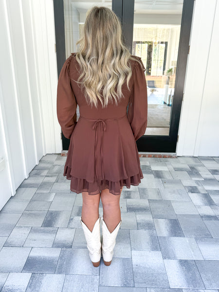 Mocha Ruffled Dress