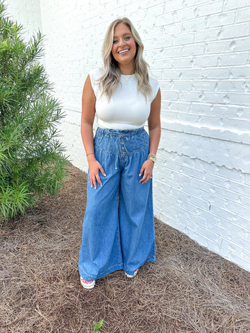Pleated Yoke Jeans