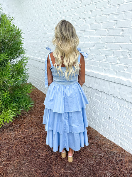 Blue Tiered Midi