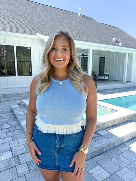 Sleeveless Blue Sweater