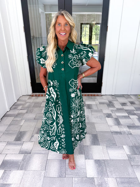 Green Floral Midi
