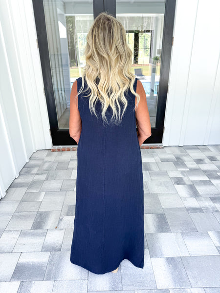 Navy Linen Maxi