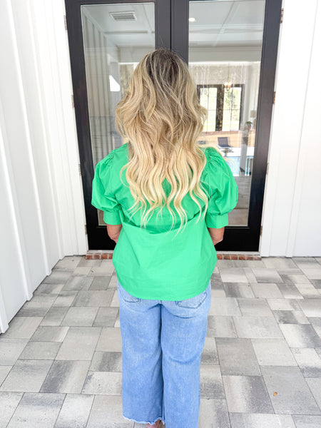 Green Embroidered Top