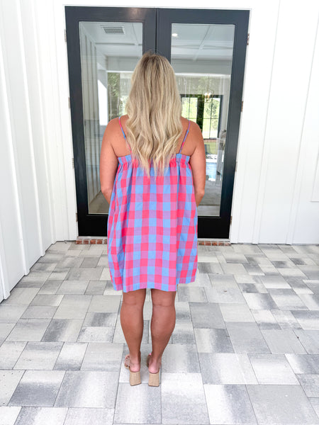 Cherry/Blue Plaid Dress