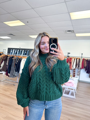 Green Cable Knit Sweater