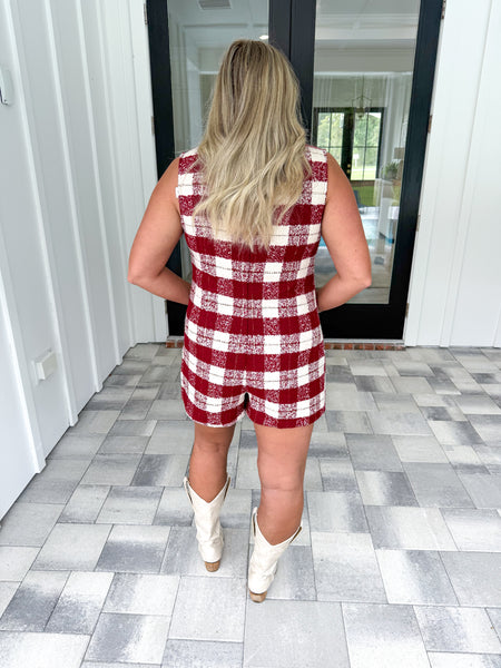 Garnet Plaid Romper