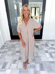 Brown Striped Midi