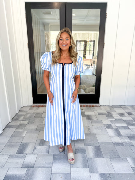 Blue Striped Midi