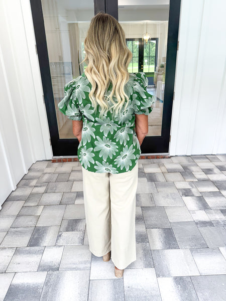 Green Embroidered Top