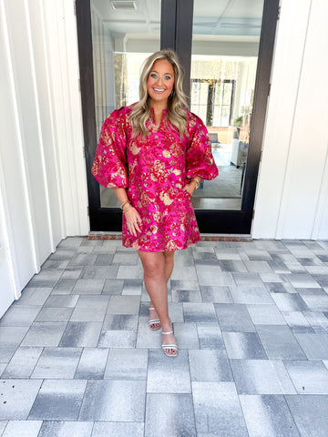 Pink Puff Sleeve Dress