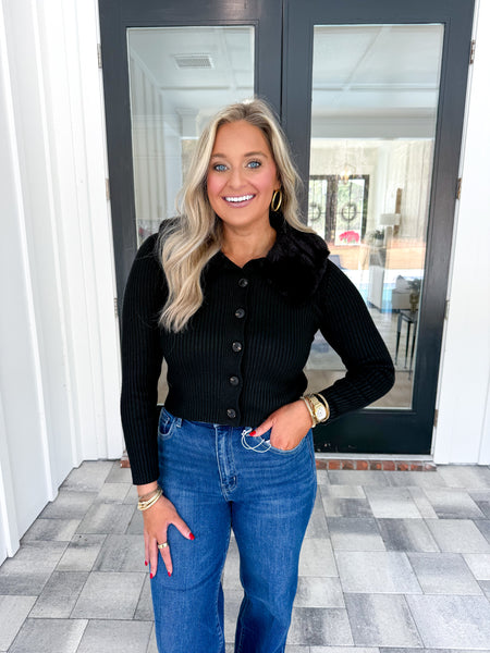 Removable Fur Collar Cardigan