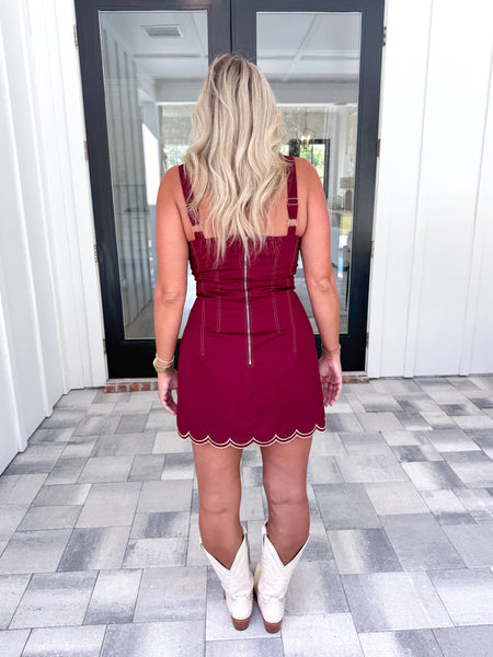 Garnet Scallop Dress