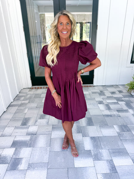 Garnet Pintuck Dress
