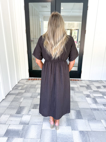 Chocolate Linen Dress