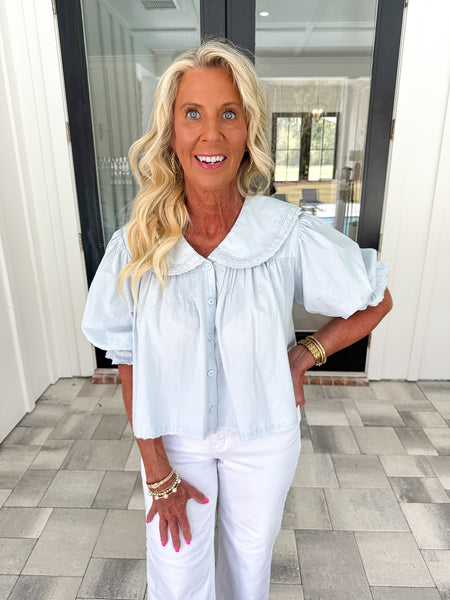 Blue Collared Top