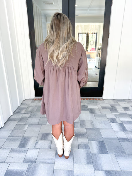 Mocha Embroidered Dress