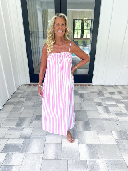 Pink Striped Midi