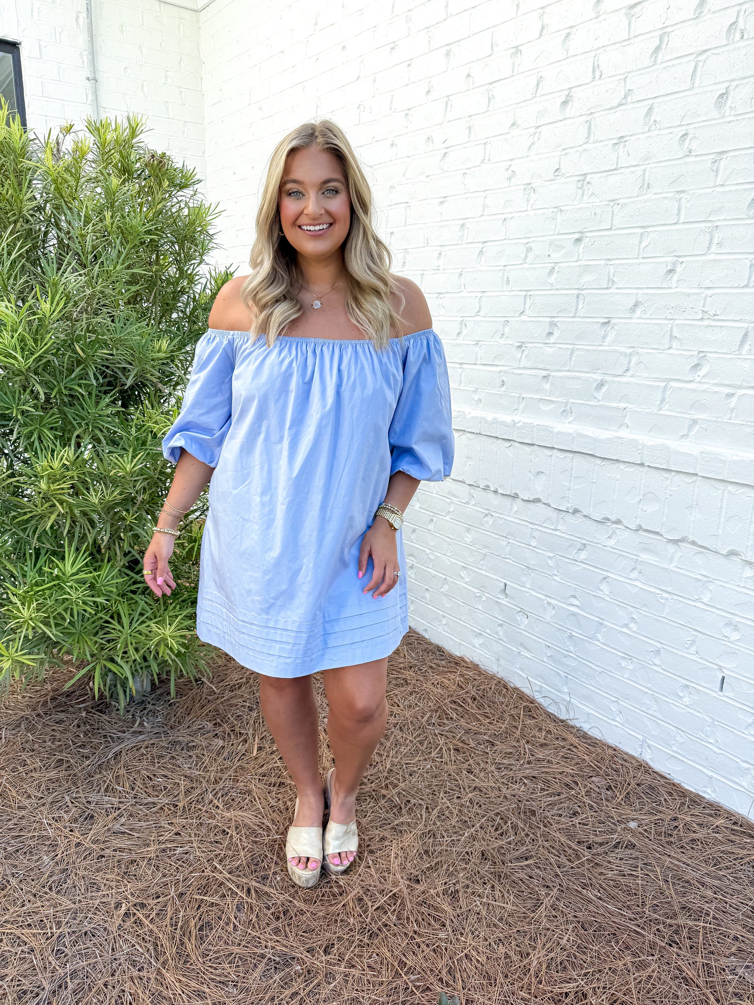 Blue Off Shoulder Dress
