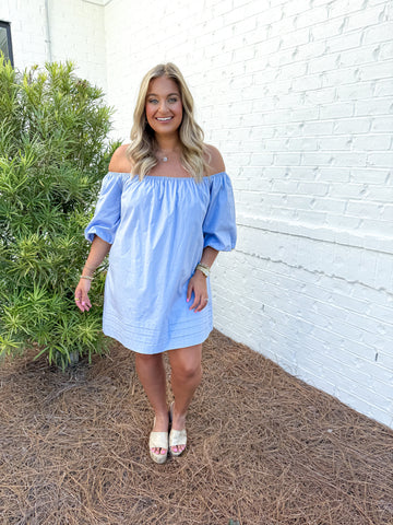 Blue Off Shoulder Dress