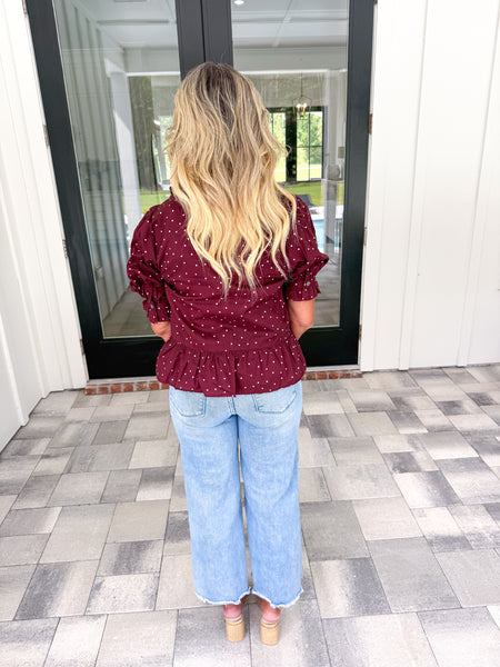 Garnet Polka Dot Top