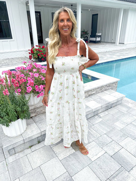 Embroidered Eyelet Midi