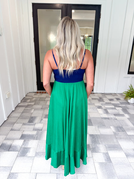 Navy/Green Colorblock Maxi